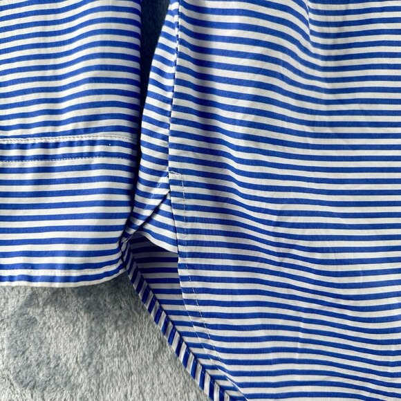 LAUREN RALPH LAUREN Strip Cotton Broadcloth Shirt Women's Size Small Embroidered - Picture 15 of 16